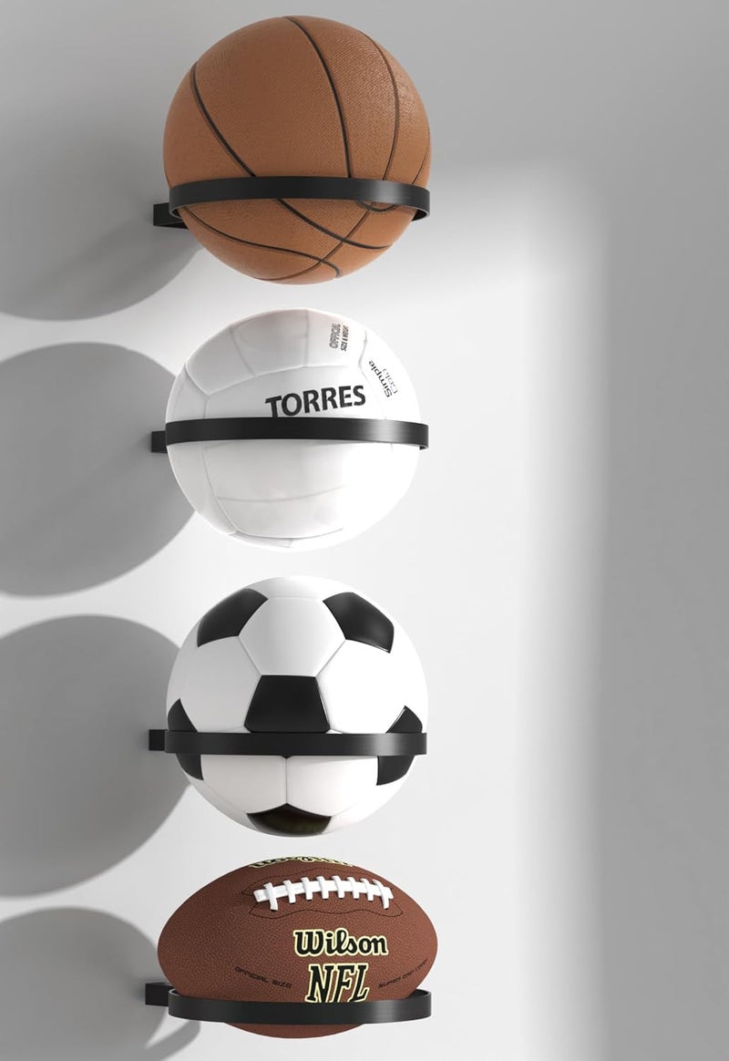 AIDILI Wall Mount Basketball Holder, Ball Storage Holders Display Rack for Autograph Basketball, Football, Soccer, Volleyball Collection, Sports Accessories Organizer for Player Fans - Image 2